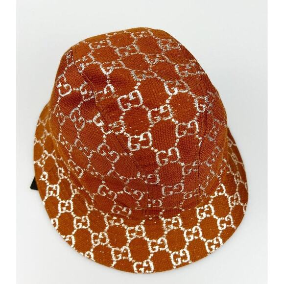 NWT Gucci GG Unisex Supreme lamé bucket hat in brown size S main image 5